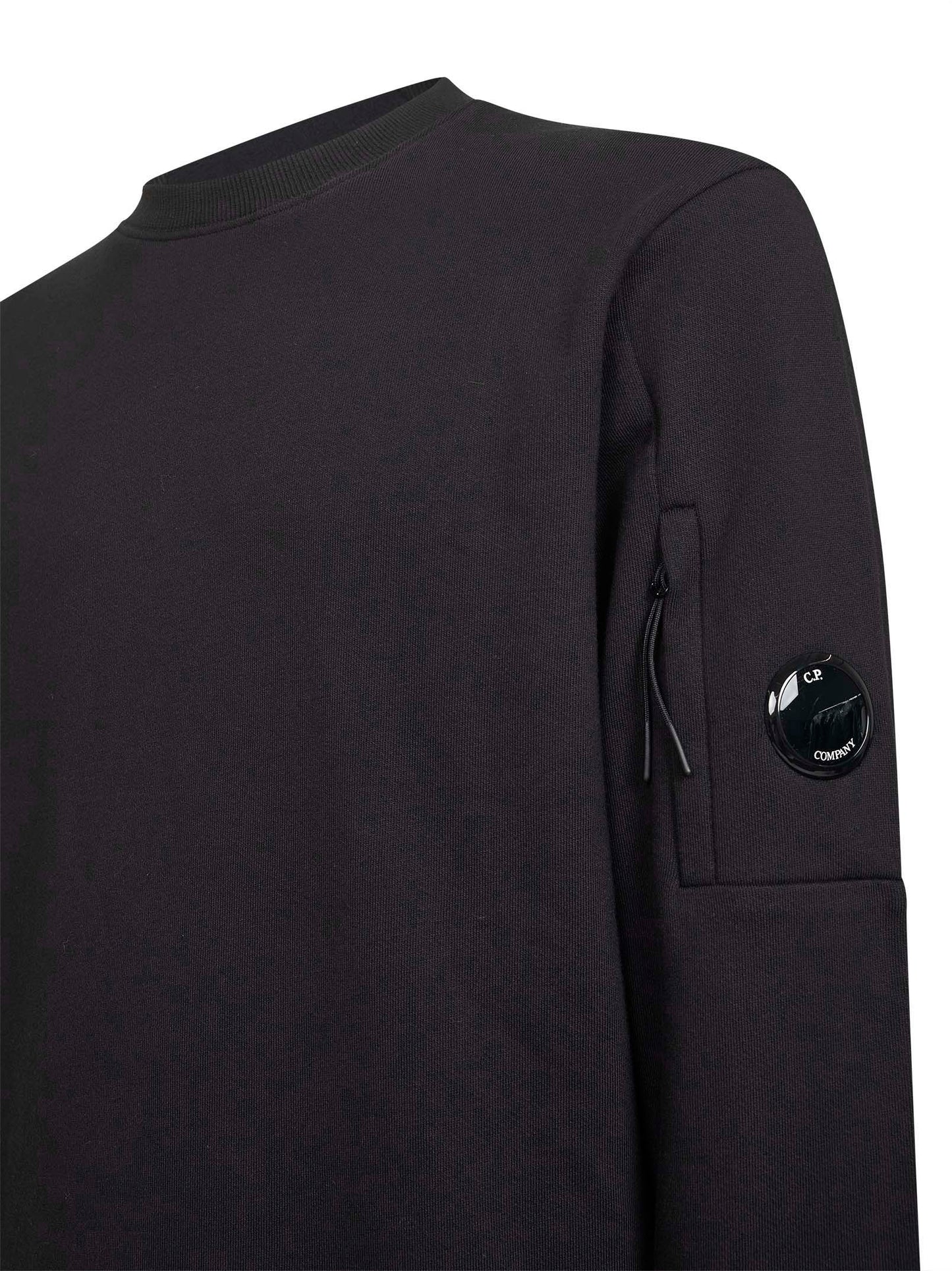 Black Diagonal Raised Fleece Crewneck Lens sweatshirt