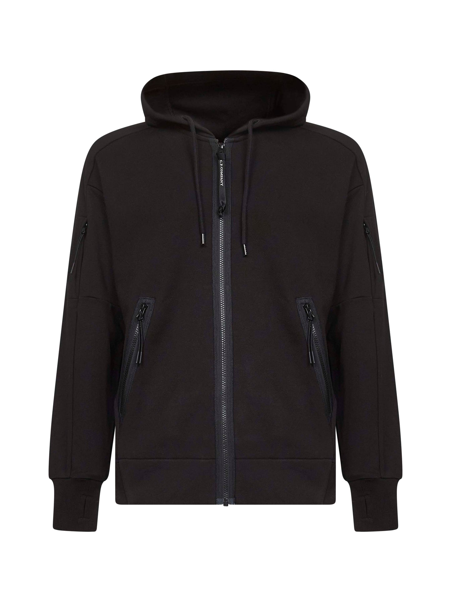 Black Diagonal Raised Fleece zip-up hoodie