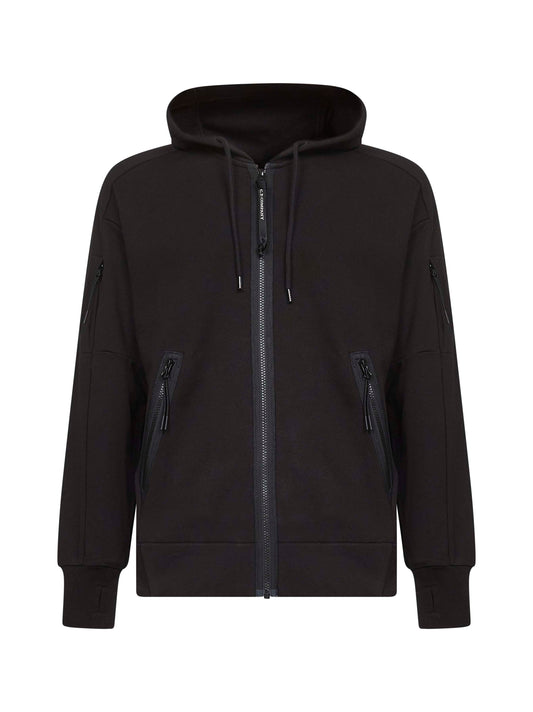 Black Diagonal Raised Fleece zip-up hoodie