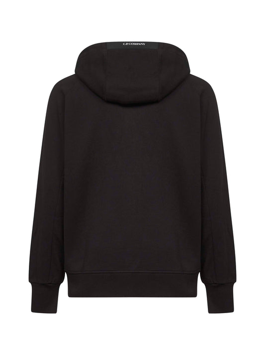 Black Diagonal Raised Fleece zip-up hoodie