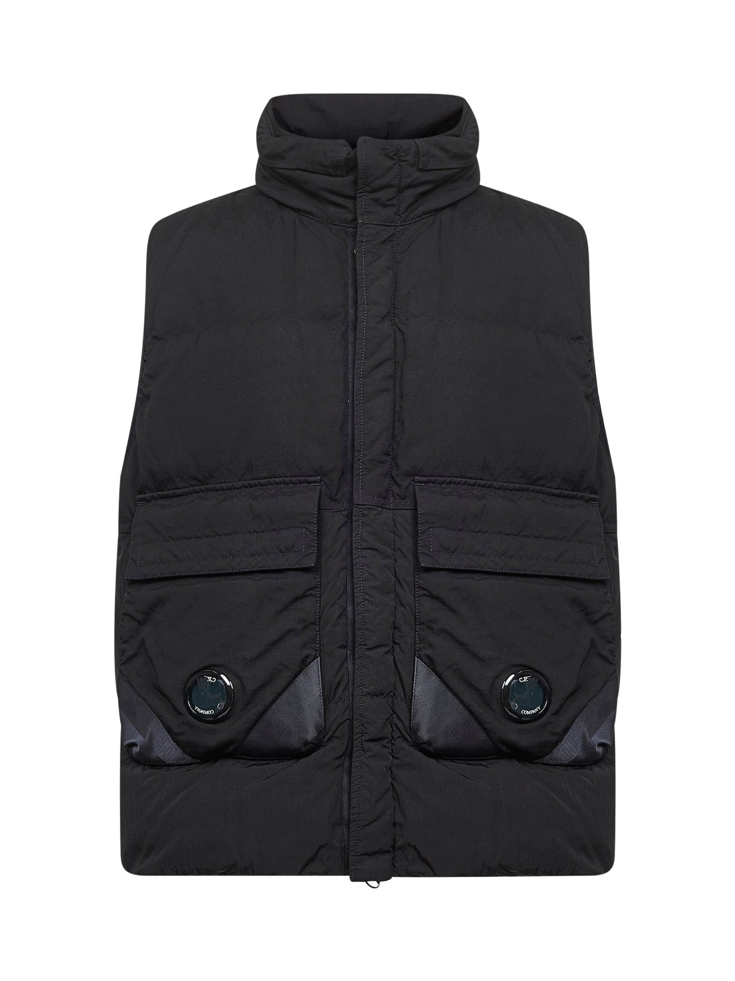 Black Eco-Chrome R Mixed hooded padded vest