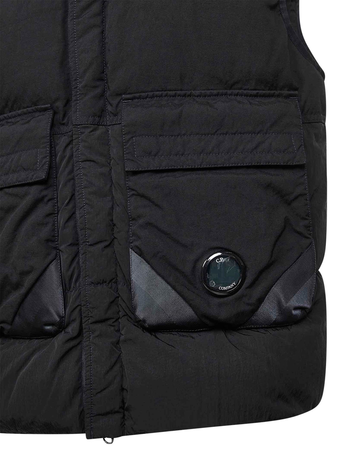 Black Eco-Chrome R Mixed hooded padded vest