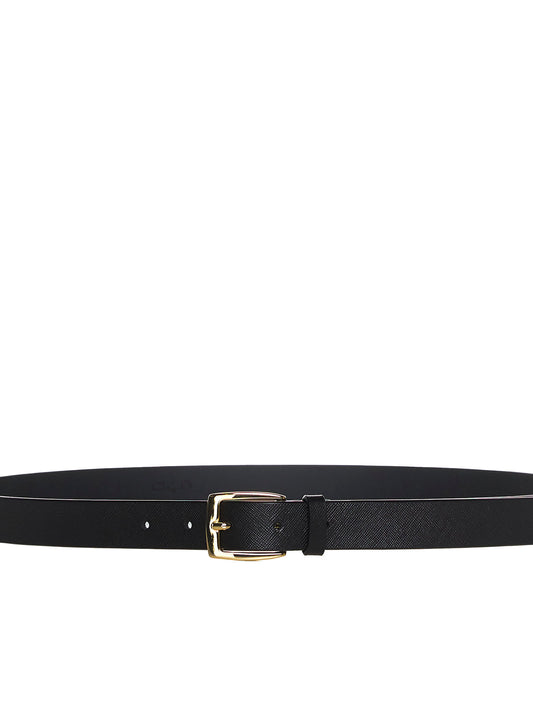 Black Saffiano leather belt