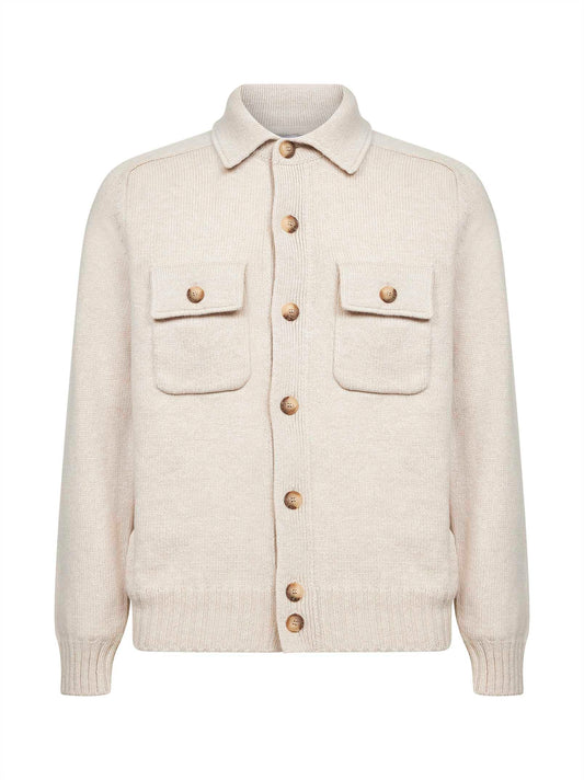 Beige virgin wool knit jacket