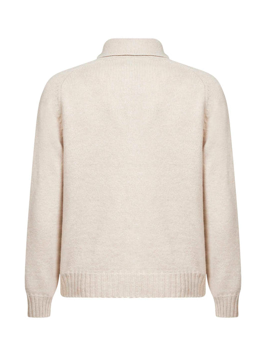 Beige virgin wool knit jacket