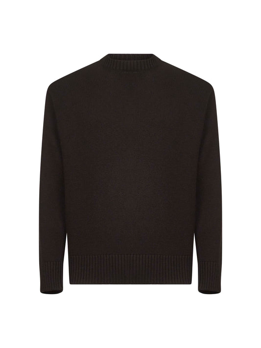 Maglia relaxed-fit in lana vergine marrone