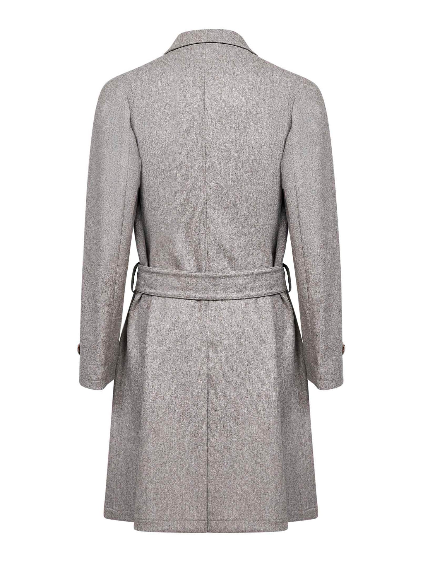 Stone virgin wool belted coat