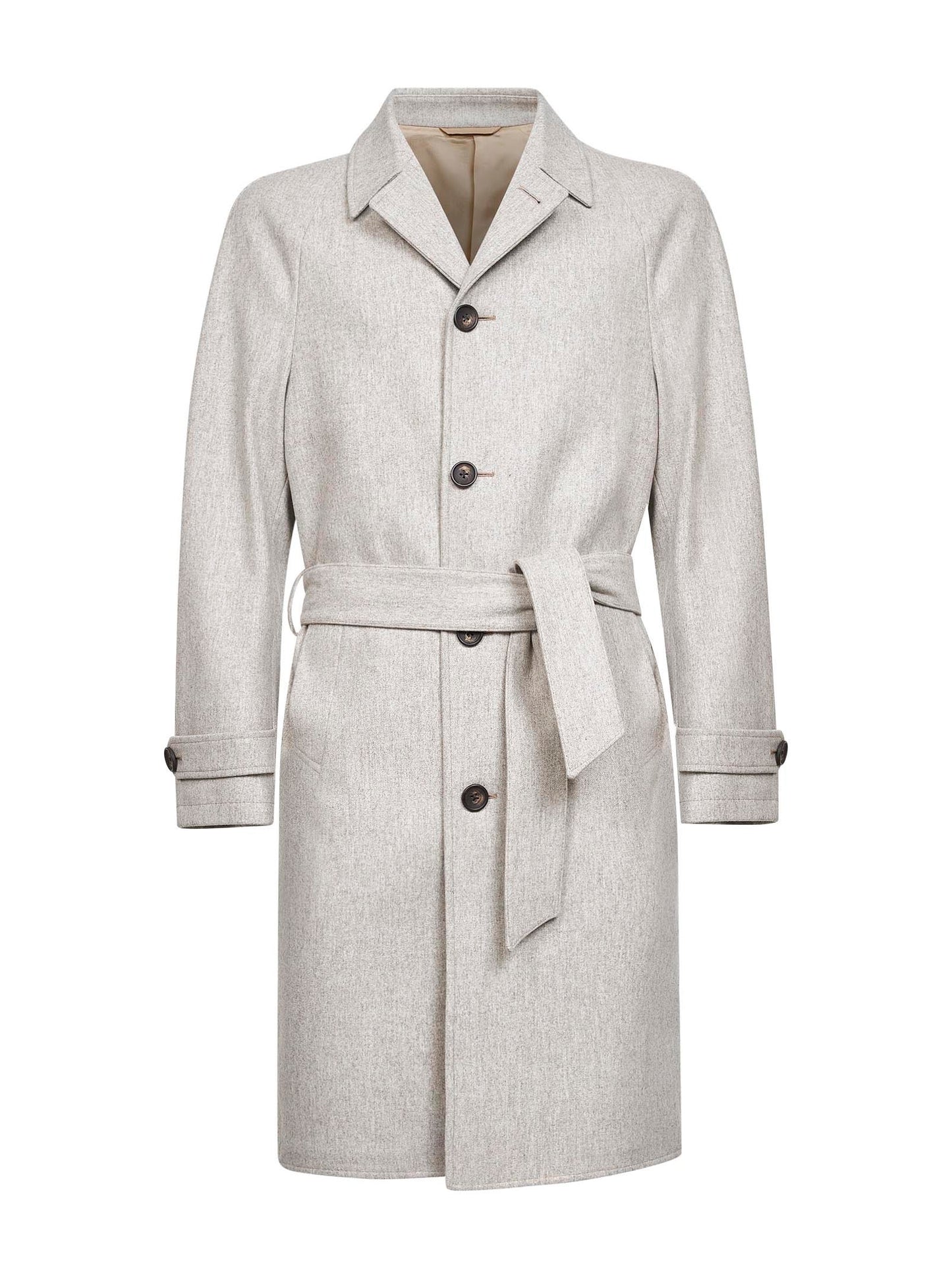 Sand virgin wool belted coat