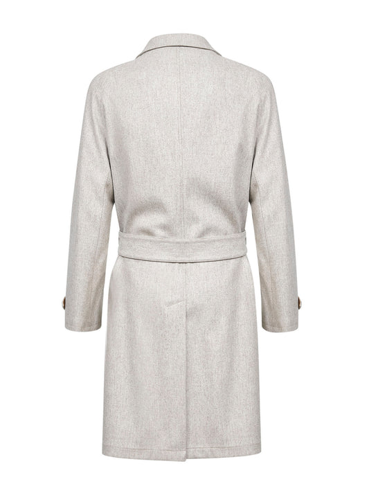 Sand virgin wool belted coat