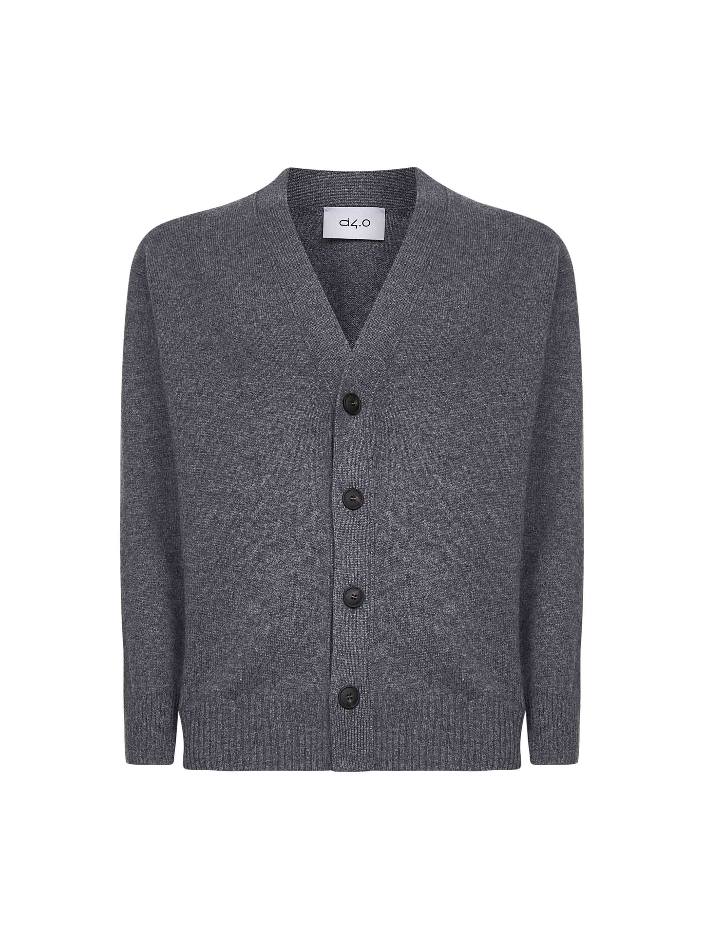 Grey virgin wool knit relaxed fit cardigan