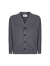 Grey virgin wool knit relaxed fit cardigan