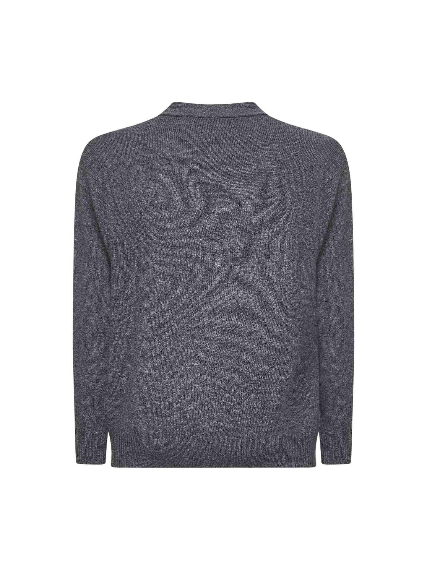 Grey virgin wool knit relaxed fit cardigan