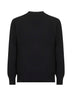 Black virgin wool knit relaxed fit cardigan<BR/>