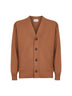 Camel virgin wool knit relaxed fit cardigan
