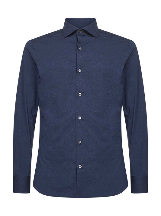Blue stretch jersey shirt