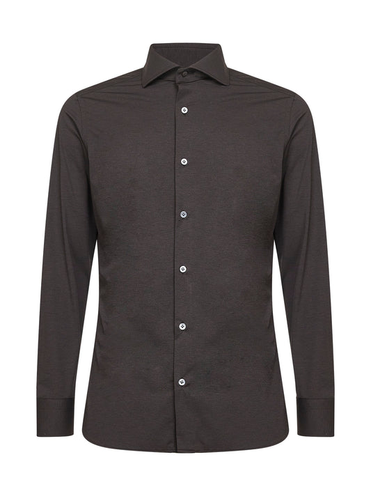 Brown stretch jersey shirt