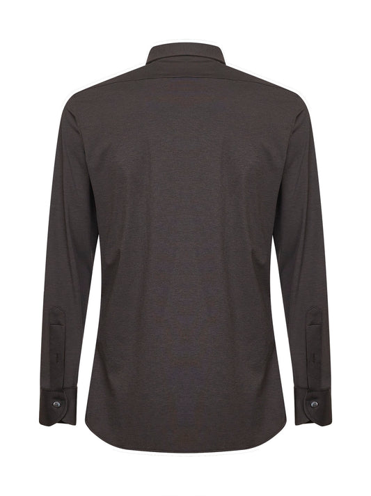 Brown stretch jersey shirt