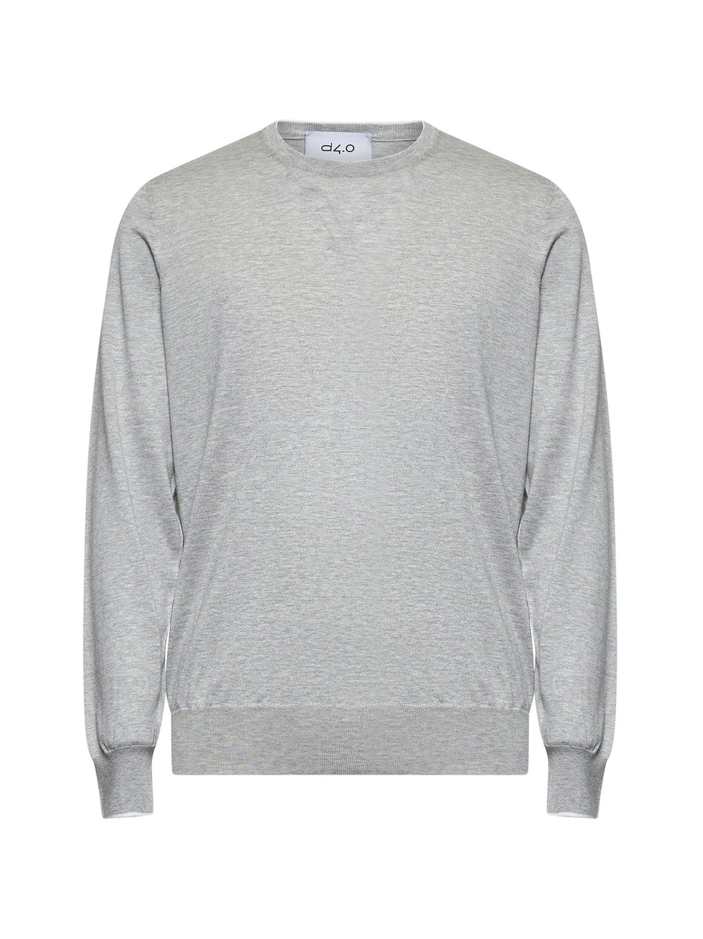 Grey silk and cotton crewneck sweater