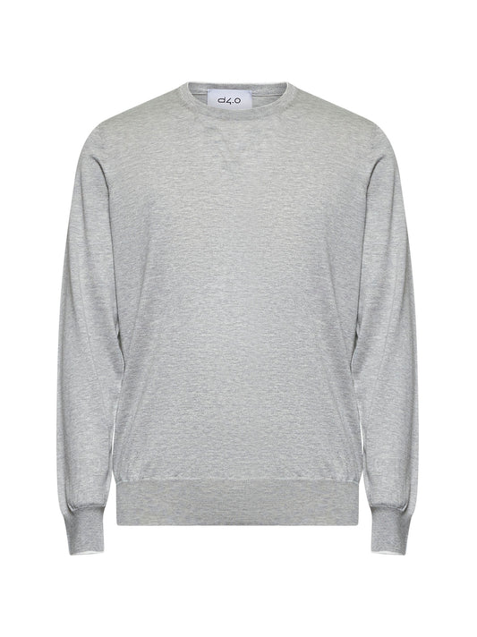 Grey silk and cotton crewneck sweater