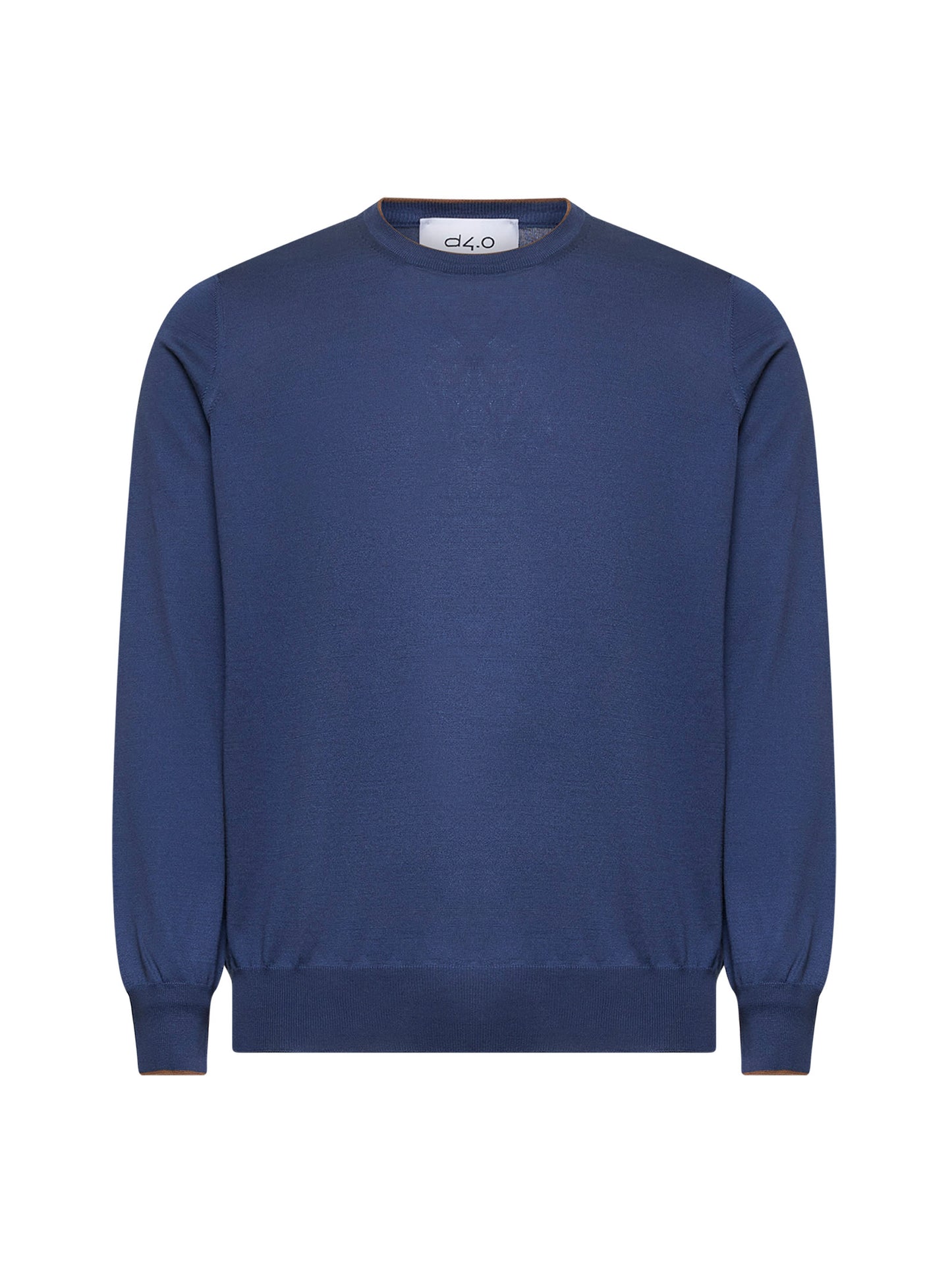 Maglia girocollo in seta e cotone blu