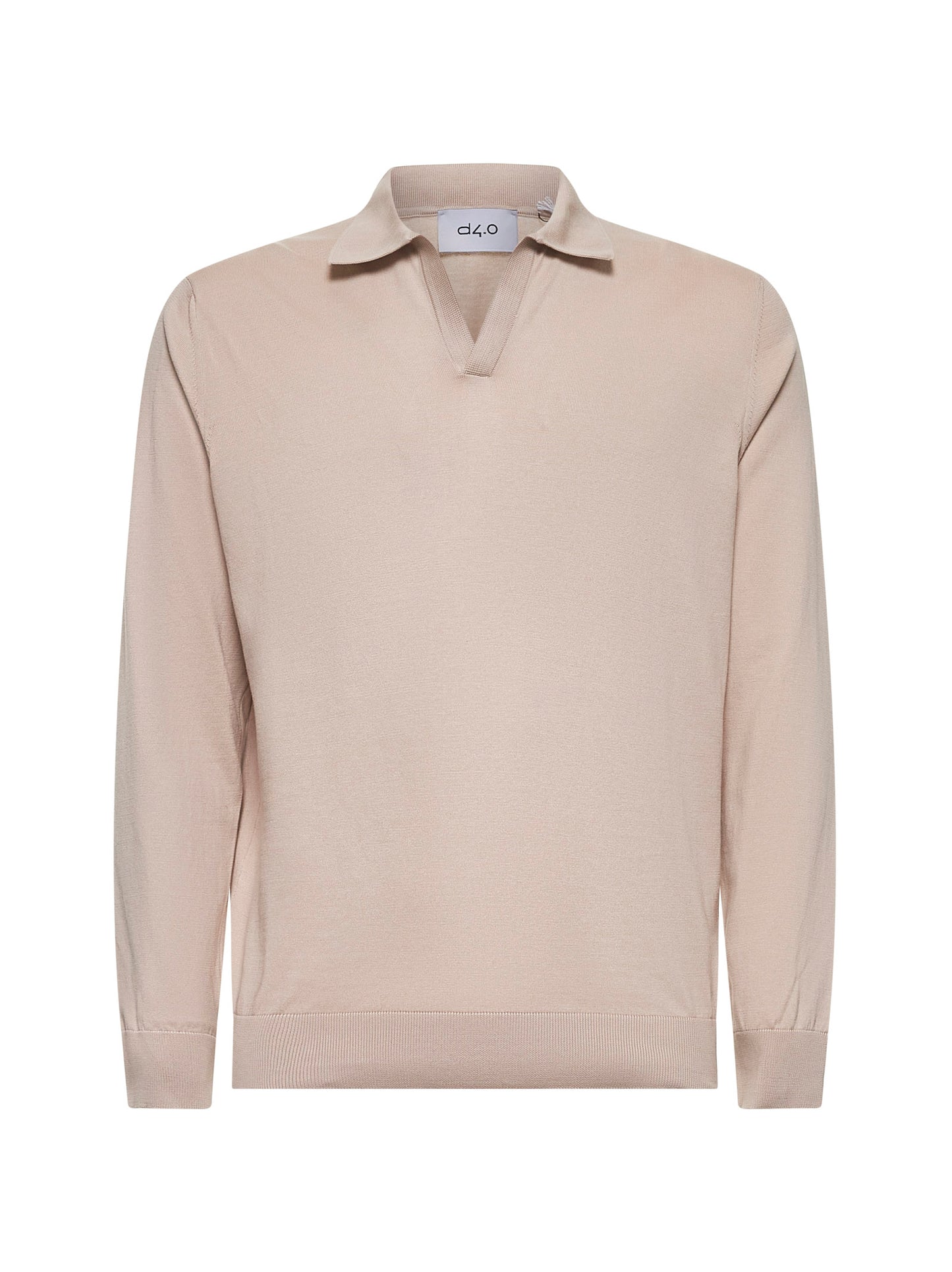 Beige cotton knit polo shirt