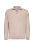 Beige cotton knit polo shirt