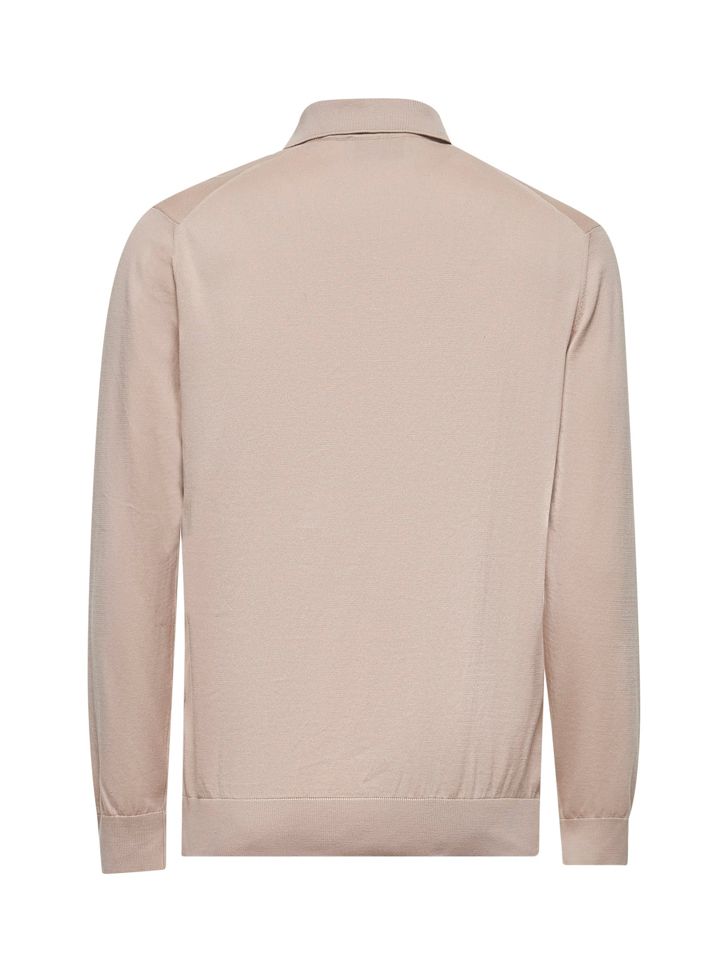 Beige cotton knit polo shirt