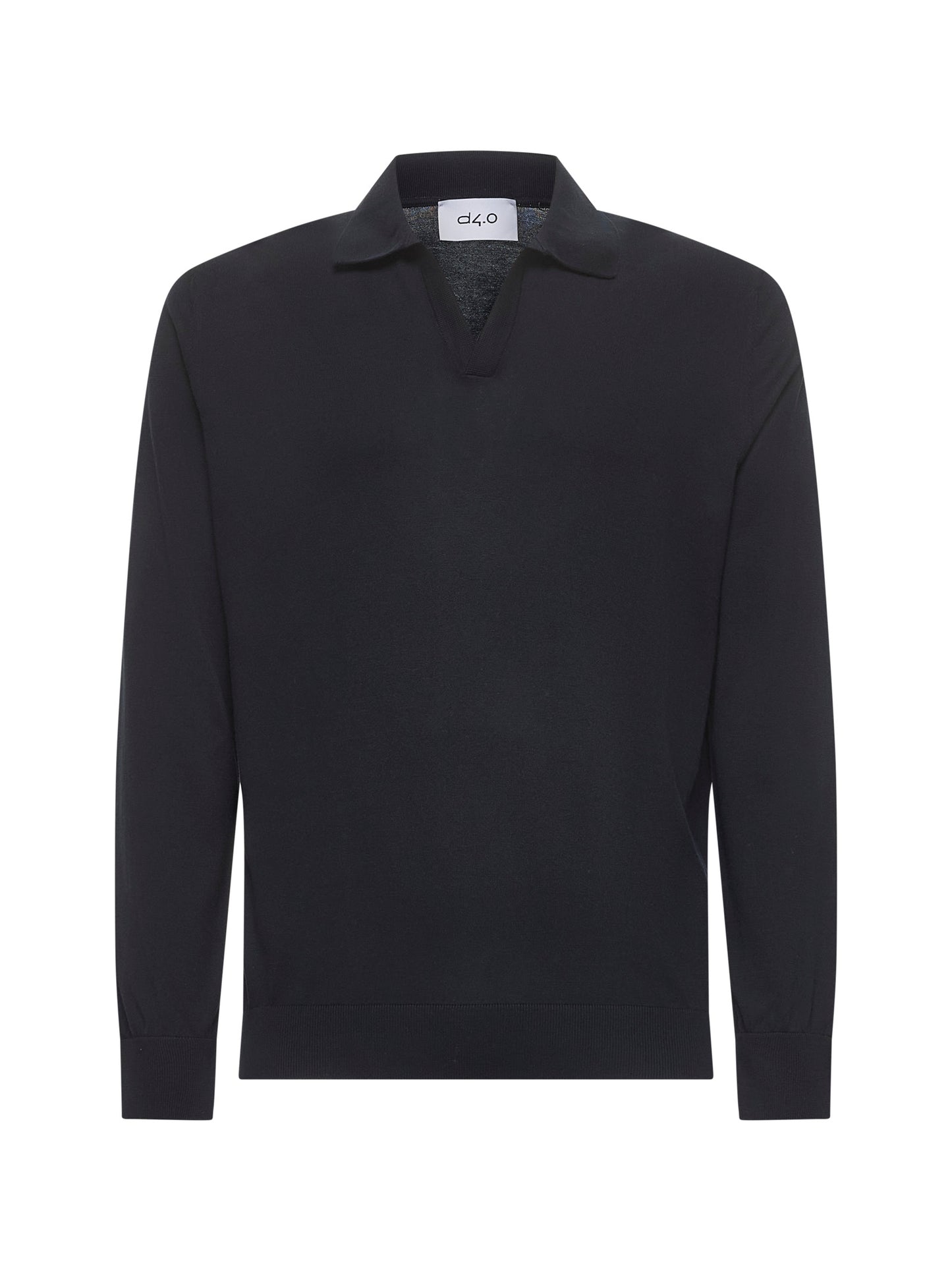 Blue cotton knit polo shirt
