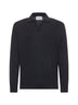 Blue cotton knit polo shirt
