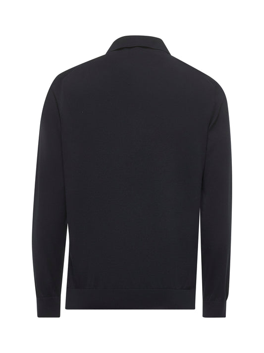 Blue cotton knit polo shirt