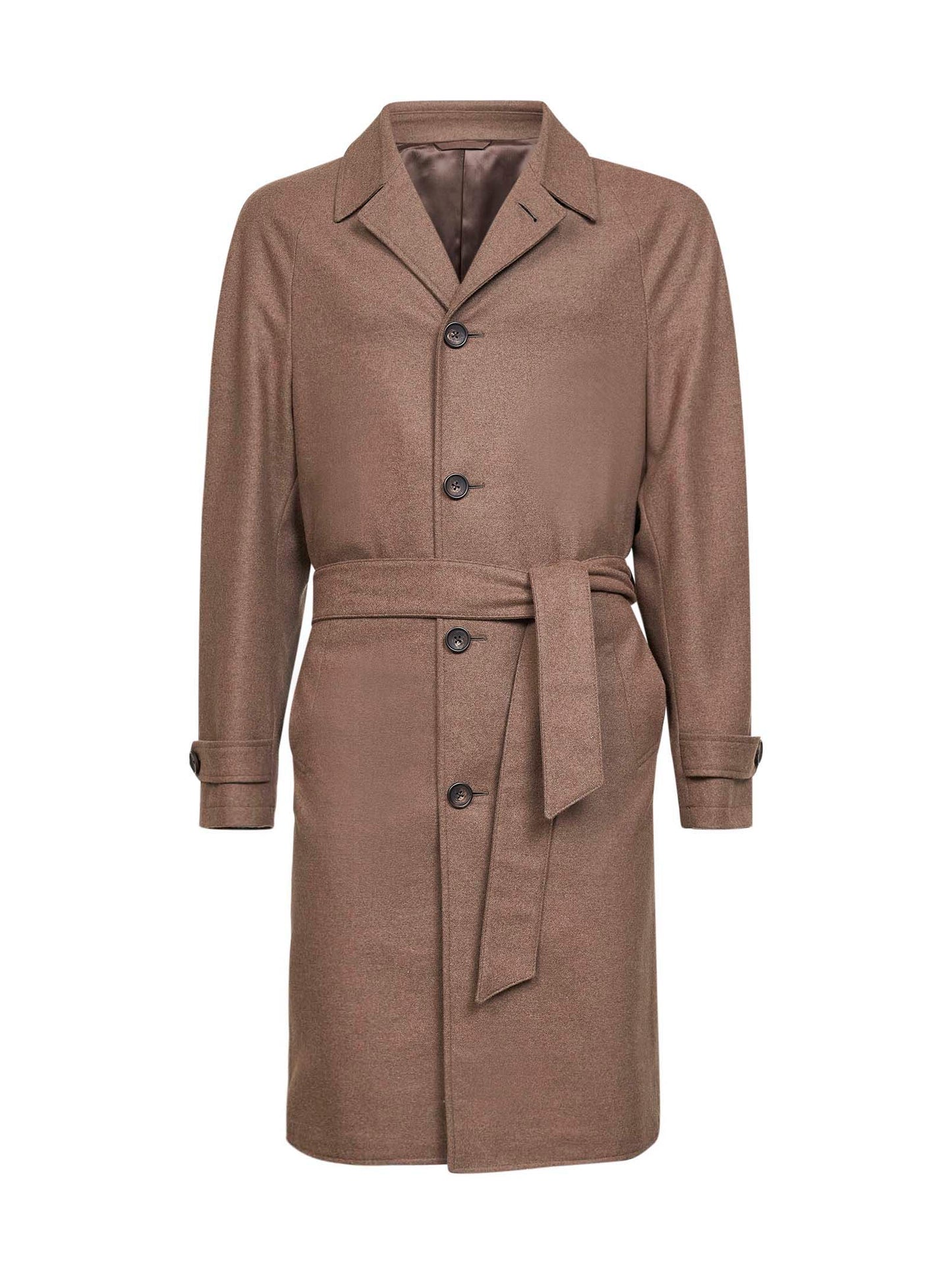 Biscuit wool blend belted coat