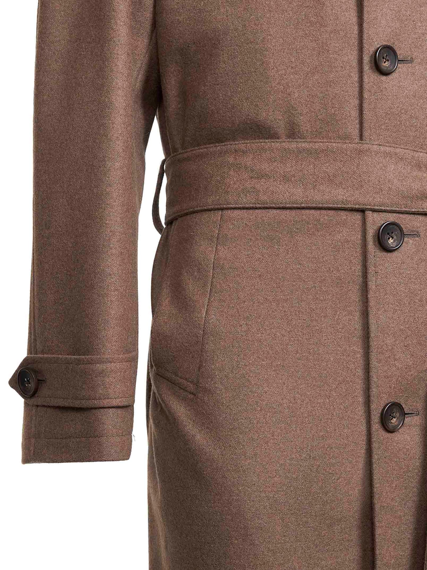 Biscuit wool blend belted coat