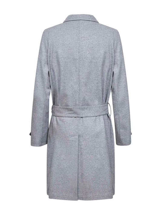 Grey wool blend belted coat