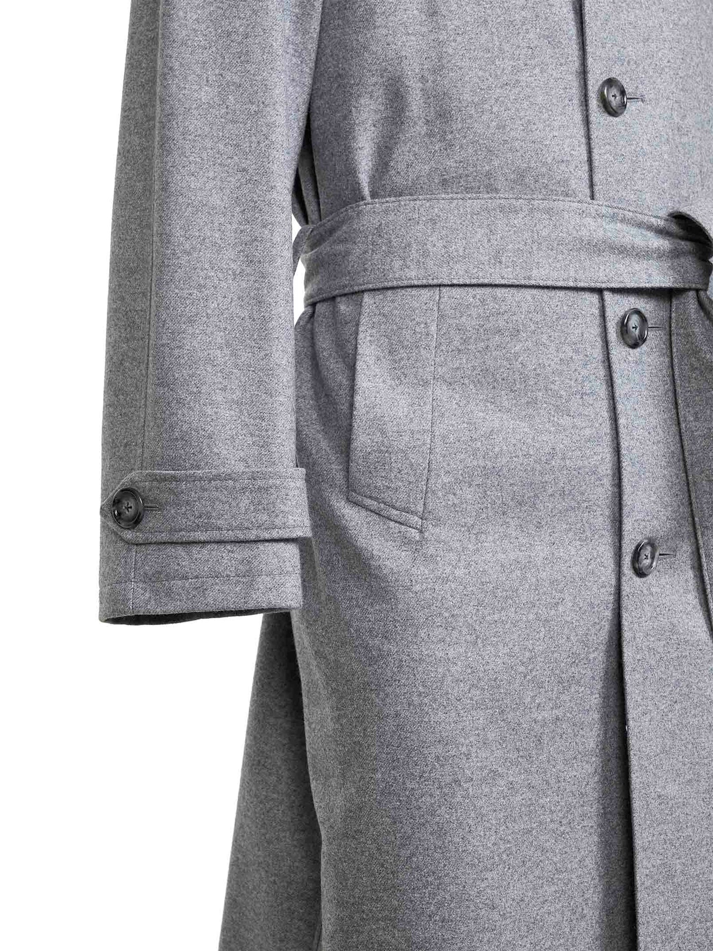 Grey wool blend belted coat