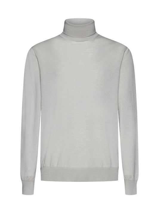 Grey virgin wool turtleneck sweater
