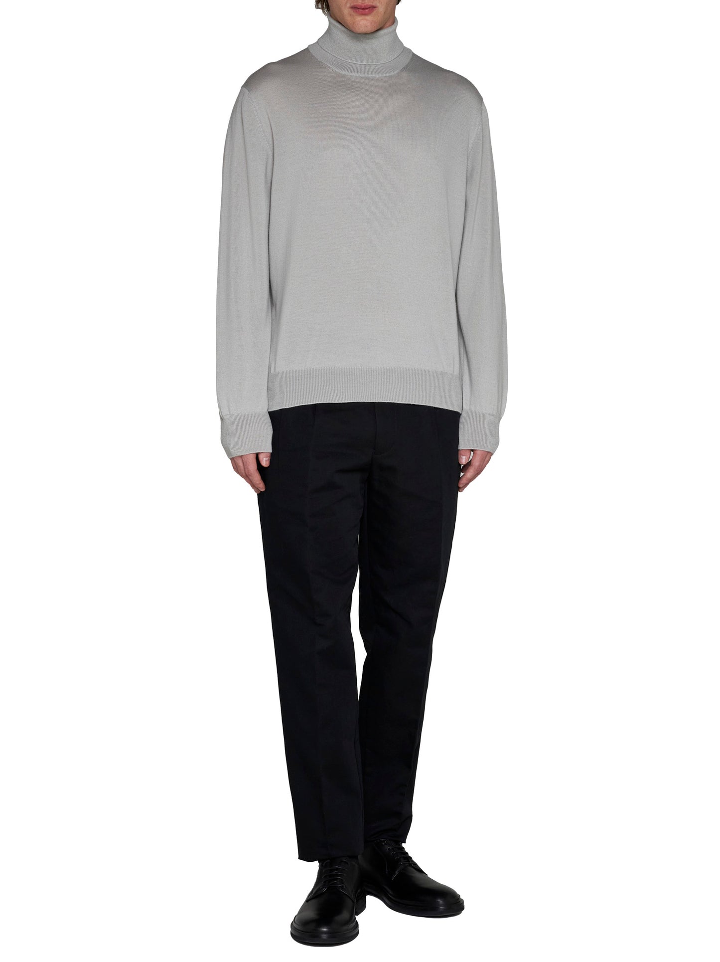Grey virgin wool turtleneck sweater