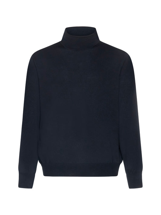 Black virgin wool turtleneck sweater