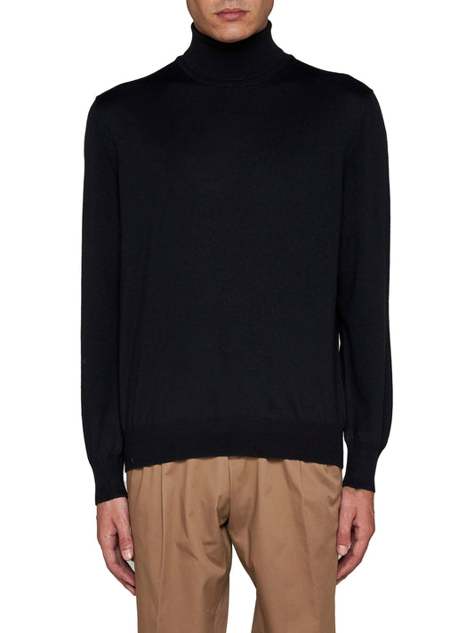 Black virgin wool turtleneck sweater