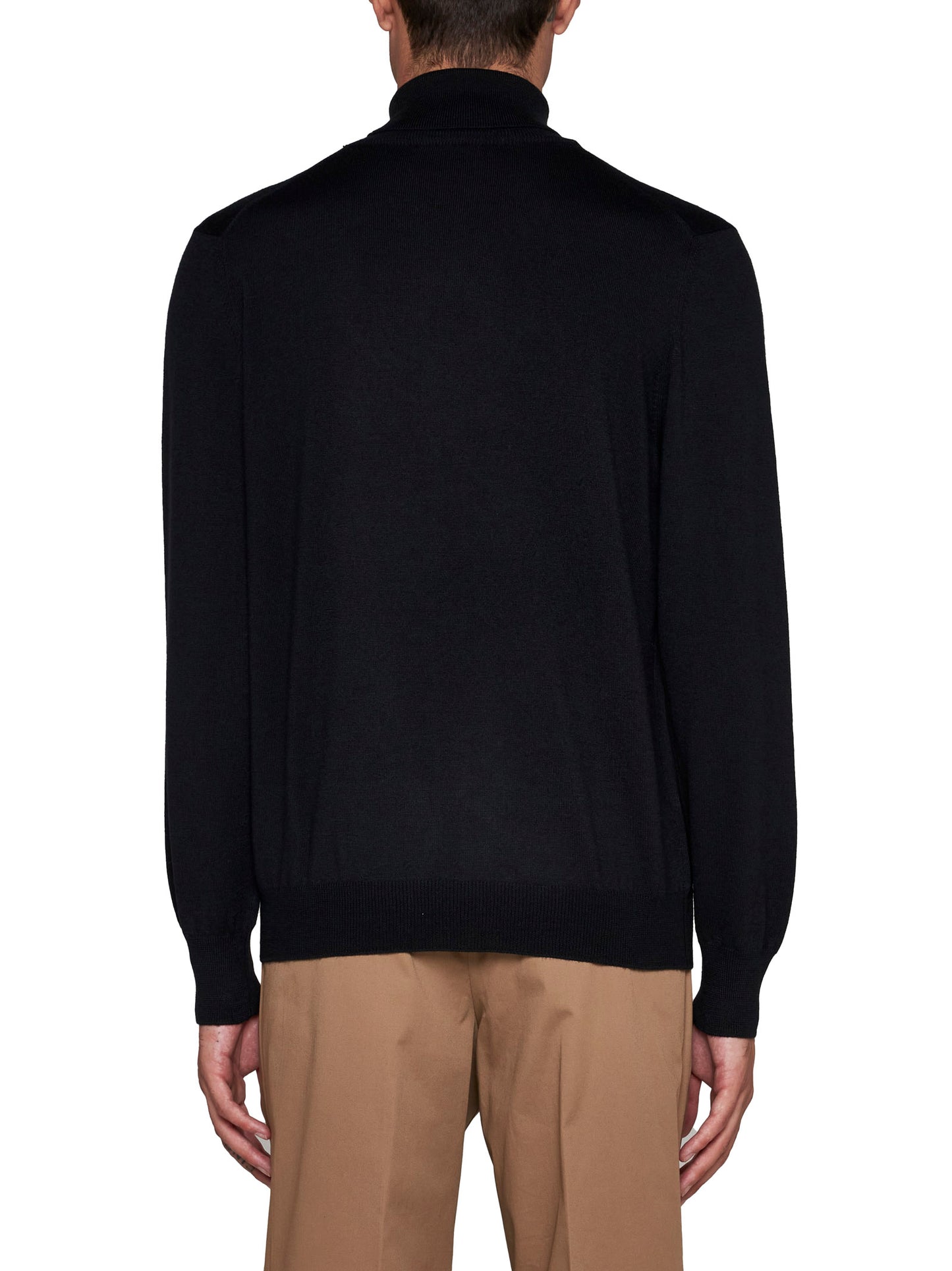 Black virgin wool turtleneck sweater