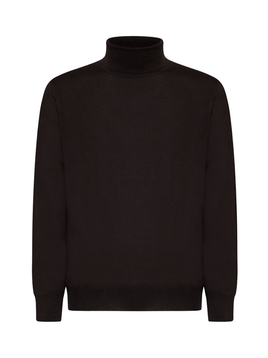 Brown virgin wool turtleneck sweater