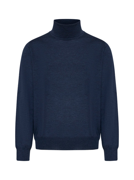 Blue virgin wool turtleneck sweater