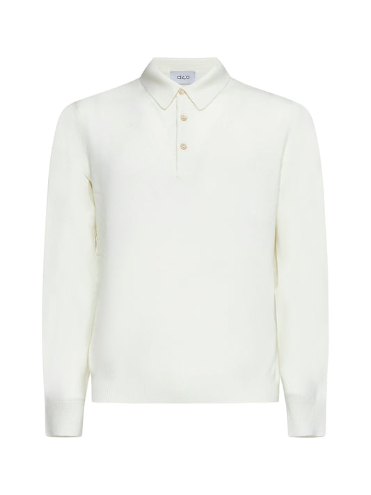White wool and cashmere polo