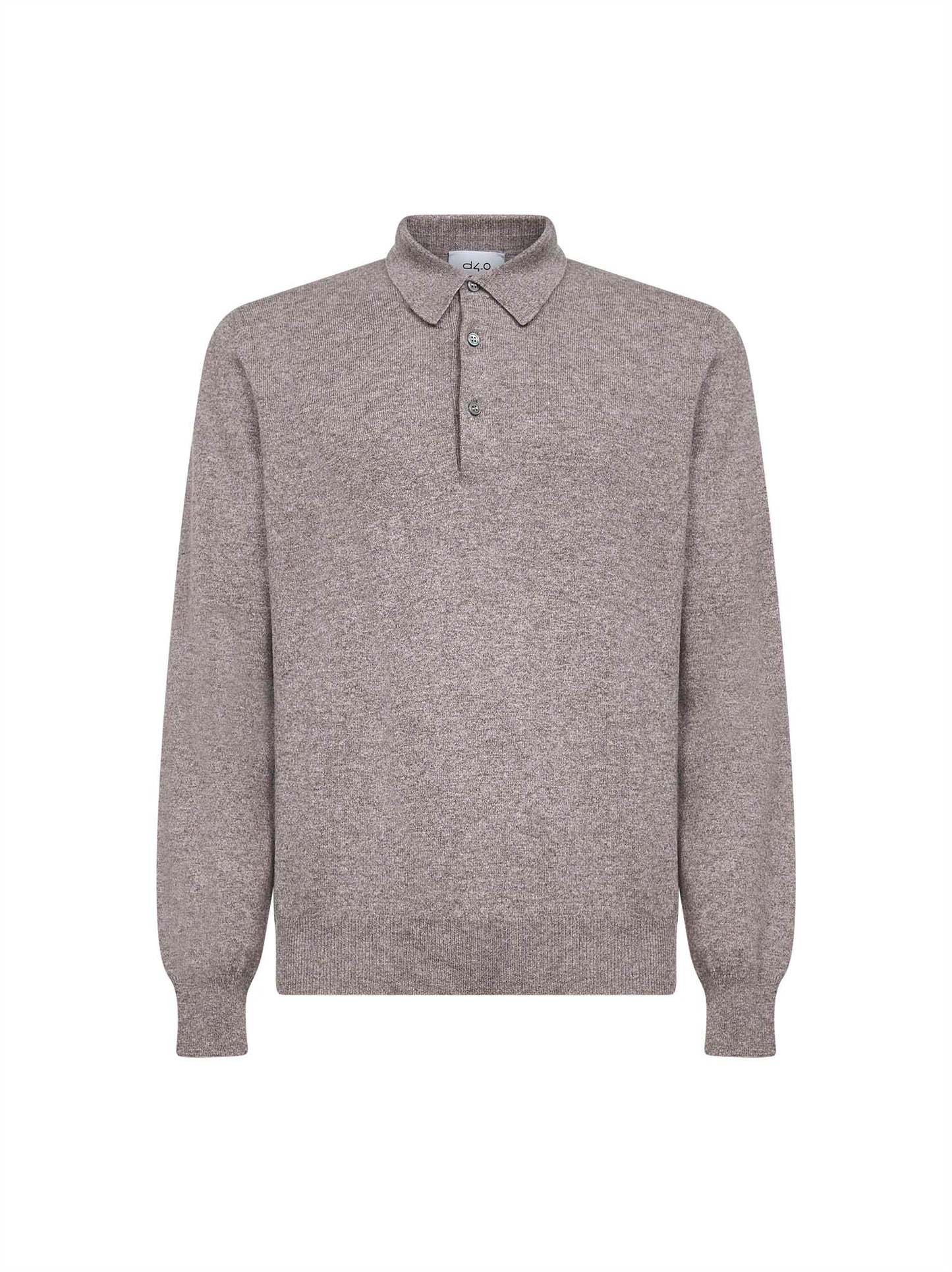 Dark grey wool blend knit polo shirt