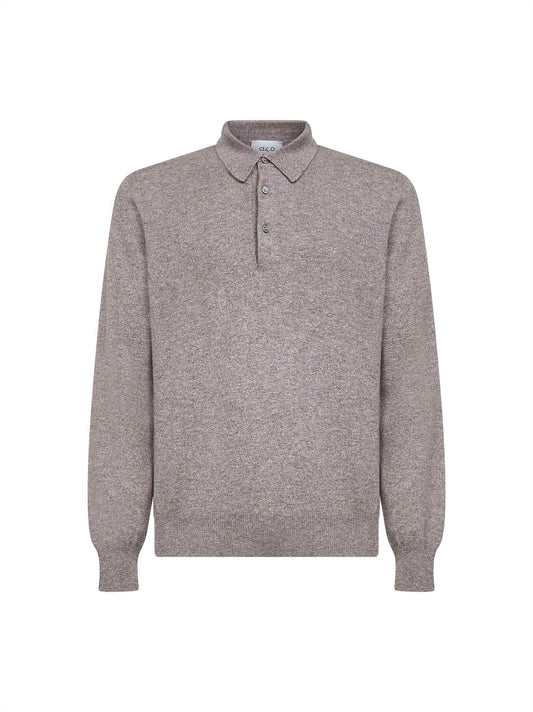 Dark grey wool blend knit polo shirt