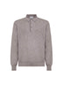 Dark grey wool blend knit polo shirt