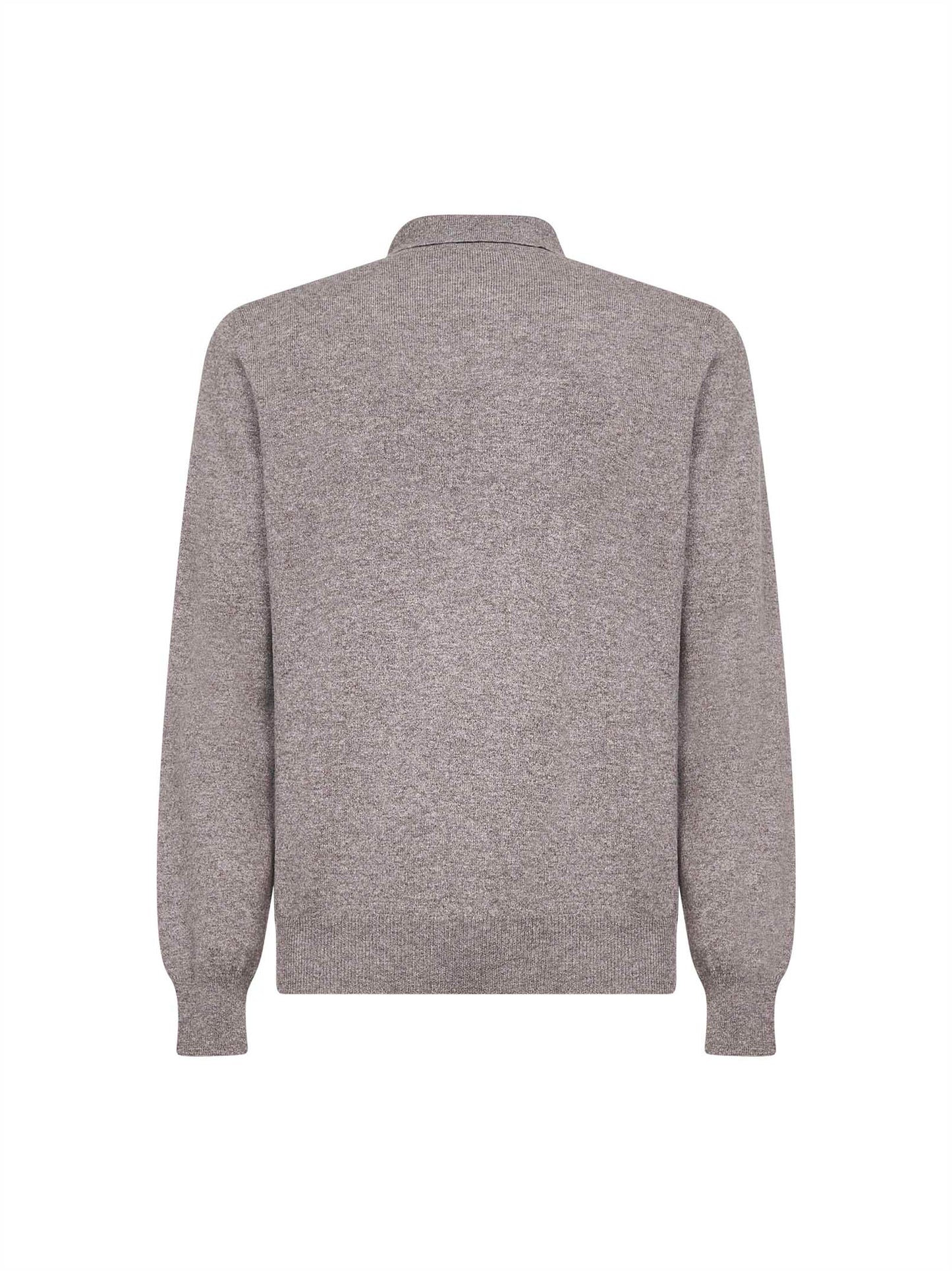Dark grey wool blend knit polo shirt