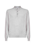 Grey wool blend knit long-sleeved polo shirt