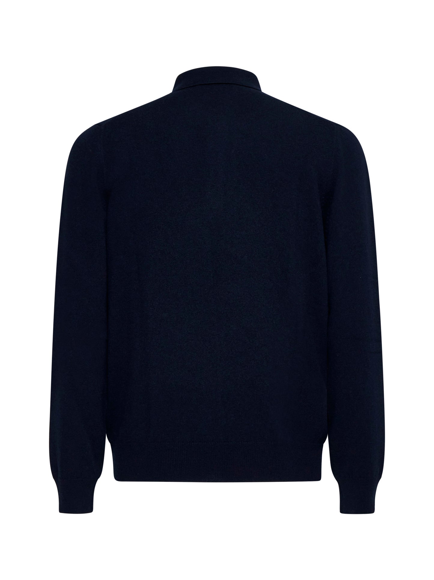 Blue virgin wool, viscose and cashmere polo shirt
