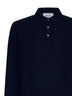 Blue virgin wool, viscose and cashmere polo shirt