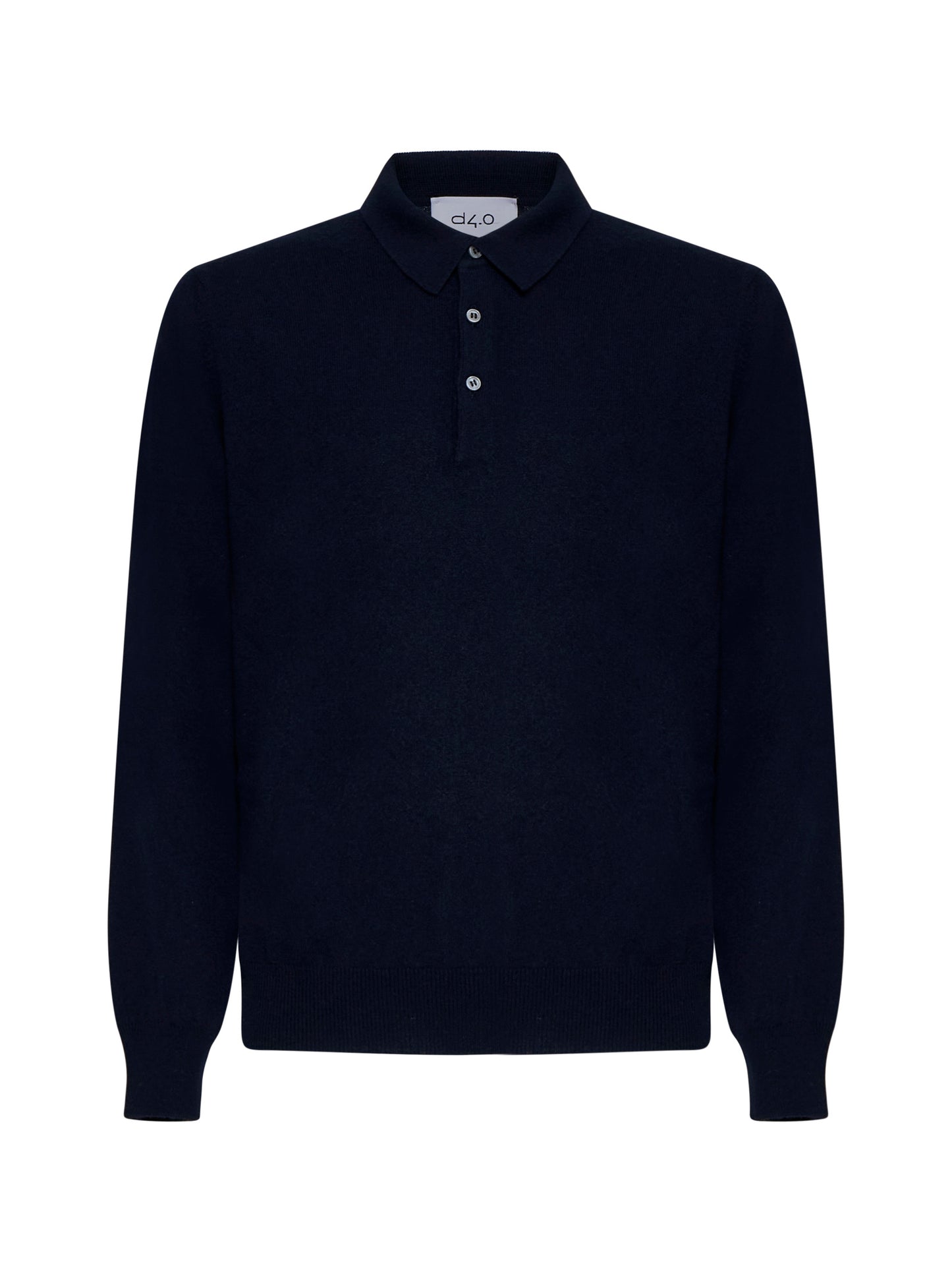 Blue virgin wool, viscose and cashmere polo shirt